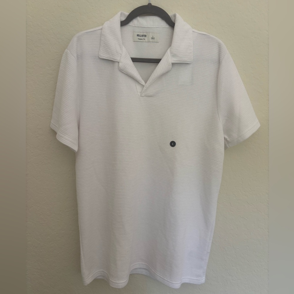 Hollister Men's Classic Fit Textured White Polo Shirt Large NWT